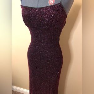 City Triangles - Reddish purple sparkly dress - floor length - strappy back